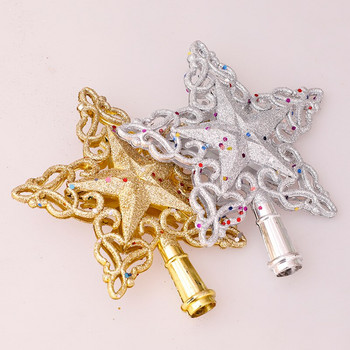 Χριστουγεννιάτικο δέντρο Toppers Gold Star Glitter Χριστουγεννιάτικα στολίδια με νιφάδα χιονιού Χριστουγεννιάτικη διακόσμηση για το σπίτι 2022 Natal New Year 2023