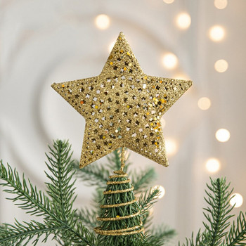 Коледна елха Topper 3D петолъчни звезди Xmas Tree Toppers Орнамент Борова шишарка Пентаграма Topper Decor Navidad Нова година Home Pa