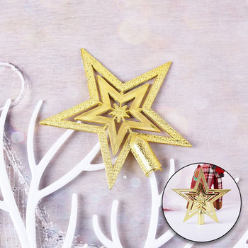 Върхът на коледната елха Куха звезда Новогодишна украса Начало Коледно парти Орнамент Златна триизмерна петолъчна звезда