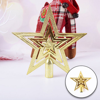 Върхът на коледната елха Куха звезда Новогодишна украса Начало Коледно парти Орнамент Златна триизмерна петолъчна звезда