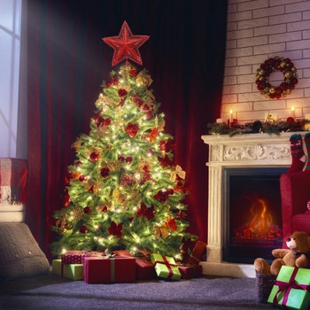 Блестяща коледна елха Звезда Орнамент Коледна елха Звезда Орнамент Коледна украса за дома Орнаменти за коледно дърво
