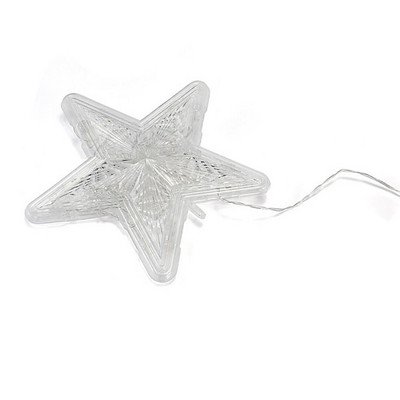 Ziemassvētku eglītes galotnes gaismas zvaigzne, spīdīga Ziemassvētku rotājums, caurspīdīgs LED gaismas diodes gaišais egles galotnes zvaigžņu ballītes festivāla ornaments