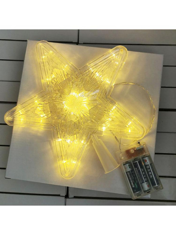 Ziemassvētku eglītes galotnes gaismas zvaigzne, spīdīga Ziemassvētku rotājums, caurspīdīgs LED gaismas diodes gaišais egles galotnes zvaigžņu ballītes festivāla ornaments