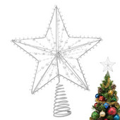 Χριστουγεννιάτικο δέντρο Topper Gold Star Bead Chain Pentagram Star Treetop Στολίδι Κλασικές χριστουγεννιάτικες διακοσμήσεις για το γραφείο σπιτιού