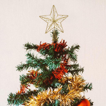 Χριστουγεννιάτικο δέντρο Topper Gold Star Bead Chain Pentagram Star Treetop Στολίδι Κλασικές χριστουγεννιάτικες διακοσμήσεις για το γραφείο σπιτιού