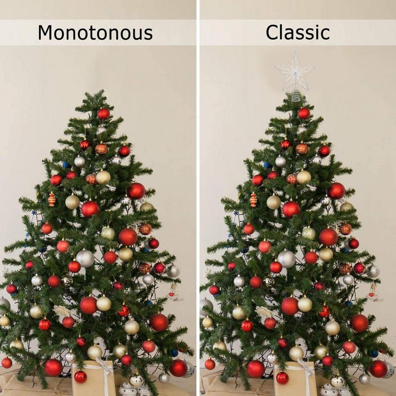 Χριστουγεννιάτικο δέντρο Topper Gold Star Bead Chain Pentagram Star Treetop Στολίδι Κλασικές χριστουγεννιάτικες διακοσμήσεις για το γραφείο σπιτιού