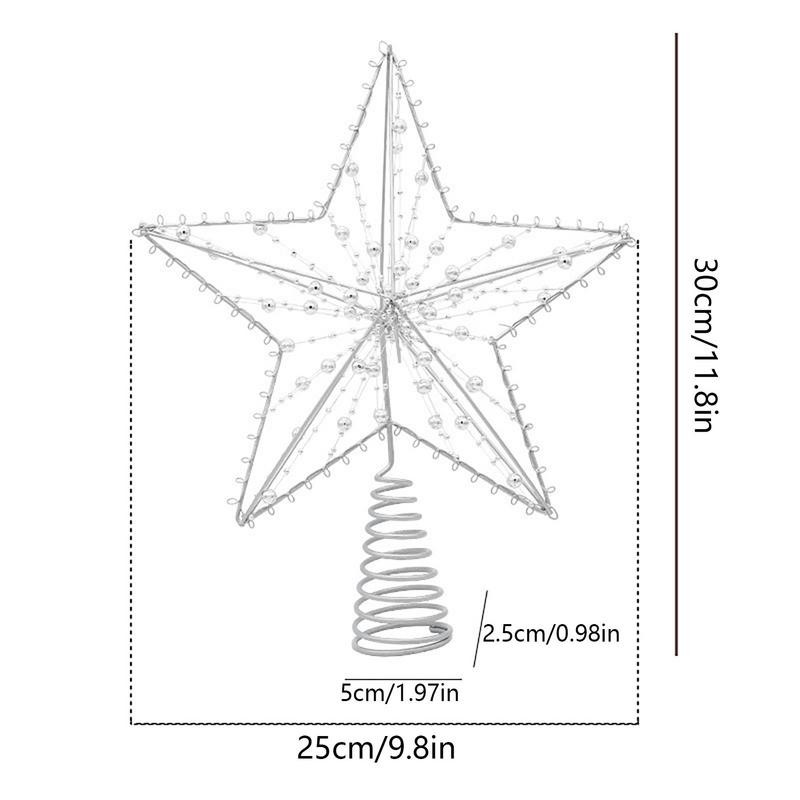 Χριστουγεννιάτικο δέντρο Topper Gold Star Bead Chain Pentagram Star Treetop Στολίδι Κλασικές χριστουγεννιάτικες διακοσμήσεις για το γραφείο σπιτιού