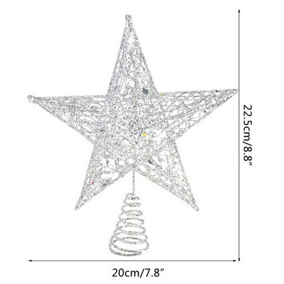 Златна стружка Коледно желязо Горна звезда Коледно дърво Декорация Коледно дърво Орнаменти Коледна украса