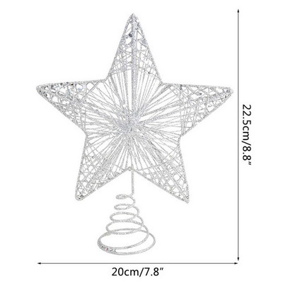 Златна стружка Коледно желязо Горна звезда Коледно дърво Декорация Коледно дърво Орнаменти Коледна украса