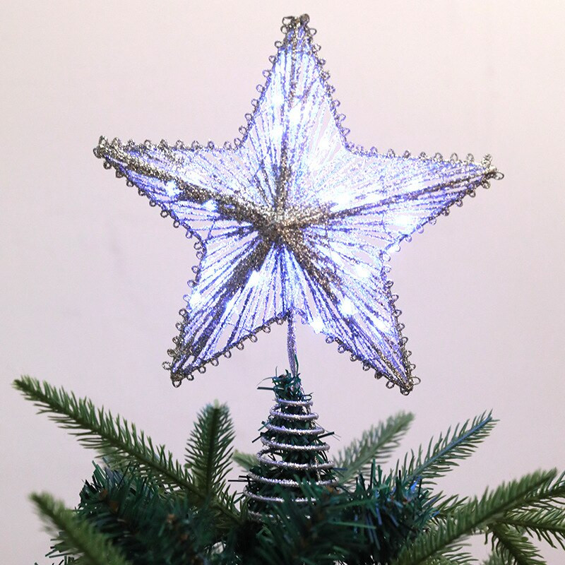 Vânzare fierbinte Pom de Crăciun Pălărie Star Top Iluminat electric Hollow Out Decoration Home Mall Night Ornament Cadou de Crăciun