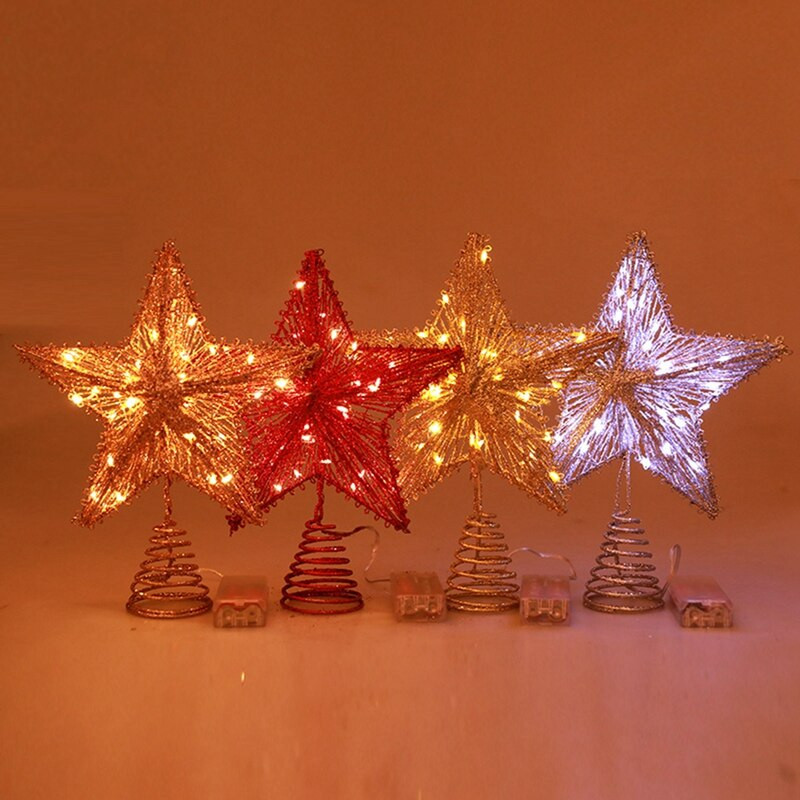 Vânzare fierbinte Pom de Crăciun Pălărie Star Top Iluminat electric Hollow Out Decoration Home Mall Night Ornament Cadou de Crăciun
