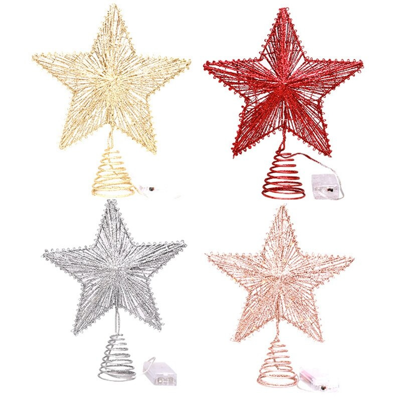 Vânzare fierbinte Pom de Crăciun Pălărie Star Top Iluminat electric Hollow Out Decoration Home Mall Night Ornament Cadou de Crăciun