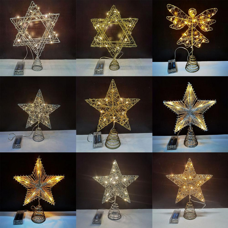 LED-tähe ornament Stiilne erinevad stiilid Raudkunst peotarbed Jõulupuukaunistus Jõulude helendav kaunistus