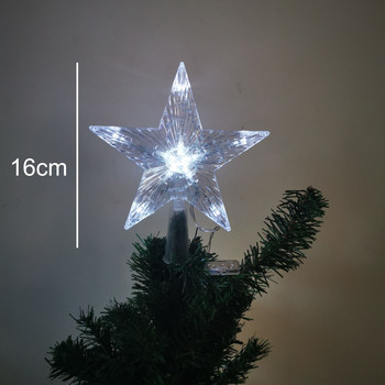 Коледна елха Звезда Топпер LED осветена звезда Коледна елха Топ Декор Захранван от батерии Noel Navidad 2022 Home Xmas Light Ornaments