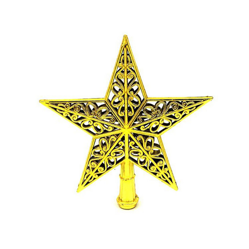 20cm Pom de Crăciun Hollow Star Decoratiuni de Crăciun pentru casă Ornamente pentru brad de Crăciun Navidad Anul Nou Plastic 2023 Aur Argintiu
