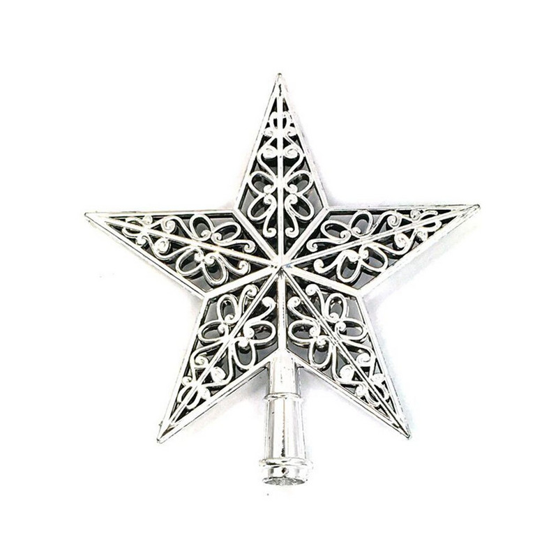 20cm Pom de Crăciun Hollow Star Decoratiuni de Crăciun pentru casă Ornamente pentru brad de Crăciun Navidad Anul Nou Plastic 2023 Aur Argintiu