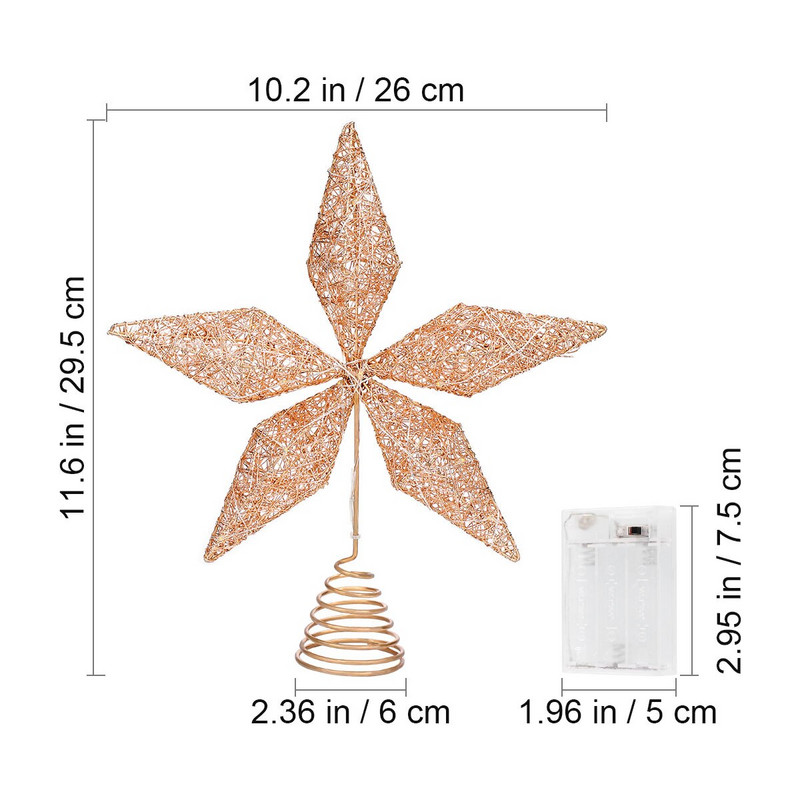 Svjetlo na vrhovima zvijezda za božićno drvce Zamjenski ukrasi za rasvjetu na krošnjama Ukrasi Svjetleće ukrasne svjetiljke svjetlucavo zlato