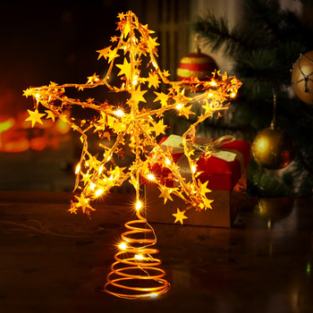 Tree Topper Star Christmastreetop Led декорации Светлинен орнамент Блестящи орнаменти Парти консумативи Светлини Финал