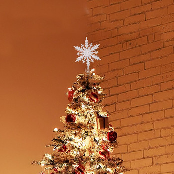Χριστουγεννιάτικο δέντρο Top Star Glitter Κοίλο πλαστικό χρυσό και ασημί στολίδια με νιφάδα χιονιού 3D Χριστουγεννιάτικο ντεκόρ στο επάνω μέρος του δέντρου