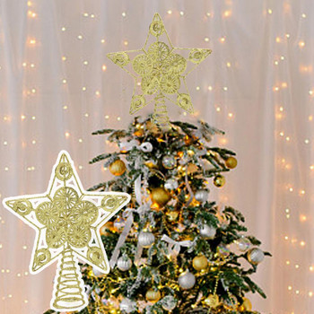 Удобен аксесоар за декорация на връх на дърво Коледна украса Блестяща декорация на дома Коледна елха с блясък на звезда