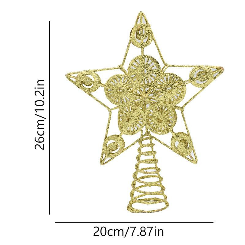 Zvijezda na vrhu božićnog drvca 5-kraka zvijezda Zvijezda na vrhu božićnog drvca 3D šuplja svjetlucava zvijezda na vrhu drvca za ukrase za božićno drvce