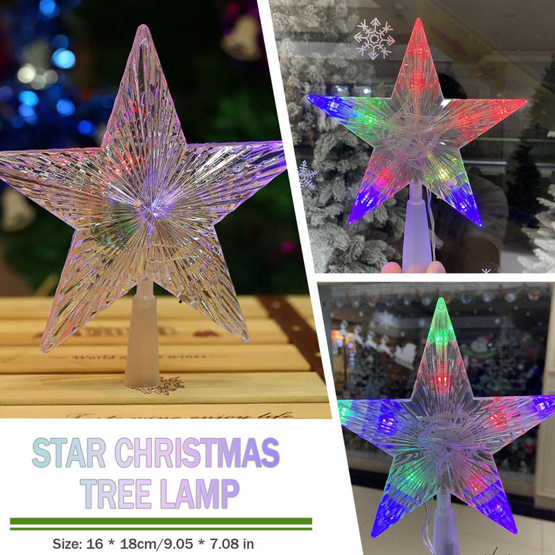 18 см растяща коледна елха със звездна лампа Led цветна нощна домашна новогодишна украса звездна светлина Topper Променящ се декор на коледно дърво R2s3