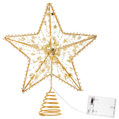 1 kom. LED zvijezda s vrhom drvca Metalni vrh za božićno drvce Zvjezdica za božićno drvce