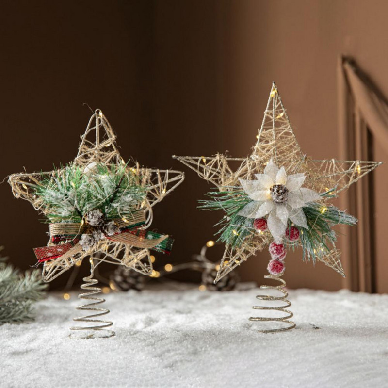 Jõuluripats Õrn puu ladvakaunistus Rippuvad kaunistused Säravad jõulukuuse tipud Raudtähe pidulik kaunistus