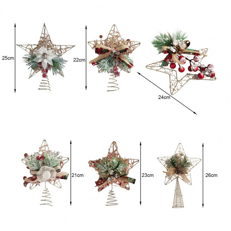 Jõuluripats Õrn puu ladvakaunistus Rippuvad kaunistused Säravad jõulukuuse tipud Raudtähe pidulik kaunistus
