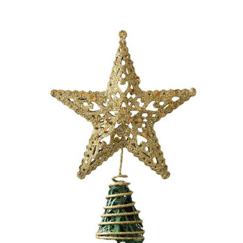 коледна украса връх на елхата звезда с пет лъча аксесоари златни триизмерни кухи звезди с пет лъча