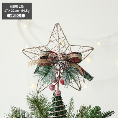 Decoratiuni de Craciun brad de sus accesorii stea cu cinci colturi de aur stele goale tridimensionale cu cinci colturi