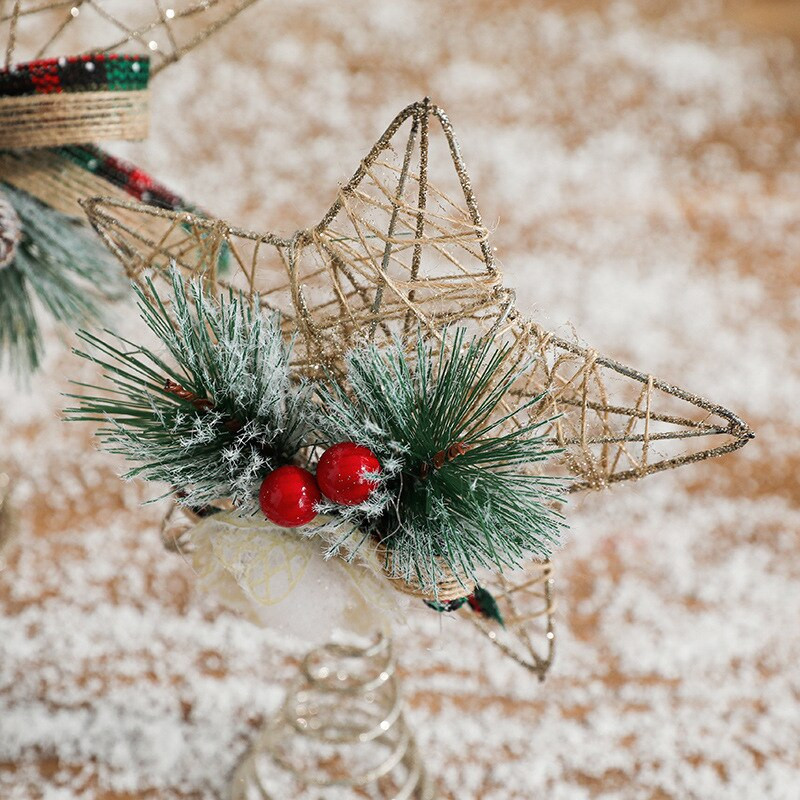Decoratiuni de Craciun brad de sus accesorii stea cu cinci colturi de aur stele goale tridimensionale cu cinci colturi
