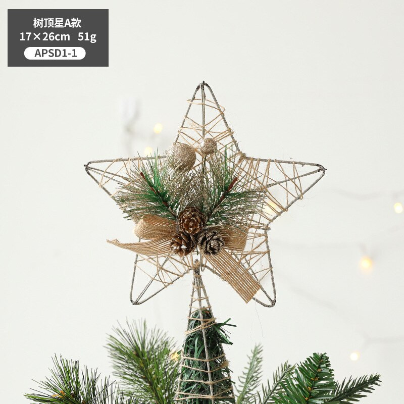 Decoratiuni de Craciun brad de sus accesorii stea cu cinci colturi de aur stele goale tridimensionale cu cinci colturi