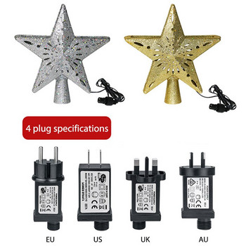 2020 3D Star Christmas Tree Topper LED Star Top Snowflake Проектор Коледно дърво Декор Празнично парти Висящ орнамент