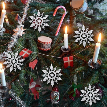 3τμχ Λευκός Χρυσός Ασημένιο Glitter Χιονονιφάδα Χριστουγεννιάτικα Στολίδια Χριστουγεννιάτικο Δέντρο Κρεμαστό Διακόσμηση σπιτιού 12,8cm Glitter Flakes