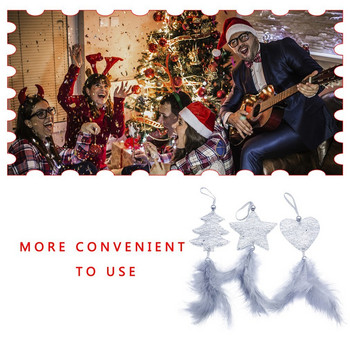 3PC Коледни орнаменти Висулка с петолъчна звезда, любов, перо, висулка за коледно дърво, висяща за домашен орнамент