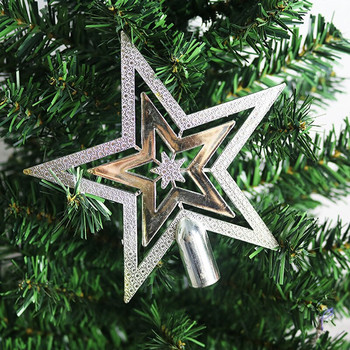 9,5cm Χρυσό Αστέρι Ασημένιο Χριστουγεννιάτικο Δέντρο Κορυφαίο Αστέρι 3D Πέντε Αστέρι Χριστουγεννιάτικο Σπίτι Επιτραπέζιο Χριστουγεννιάτικο Διακόσμηση Καλά Χριστούγεννα