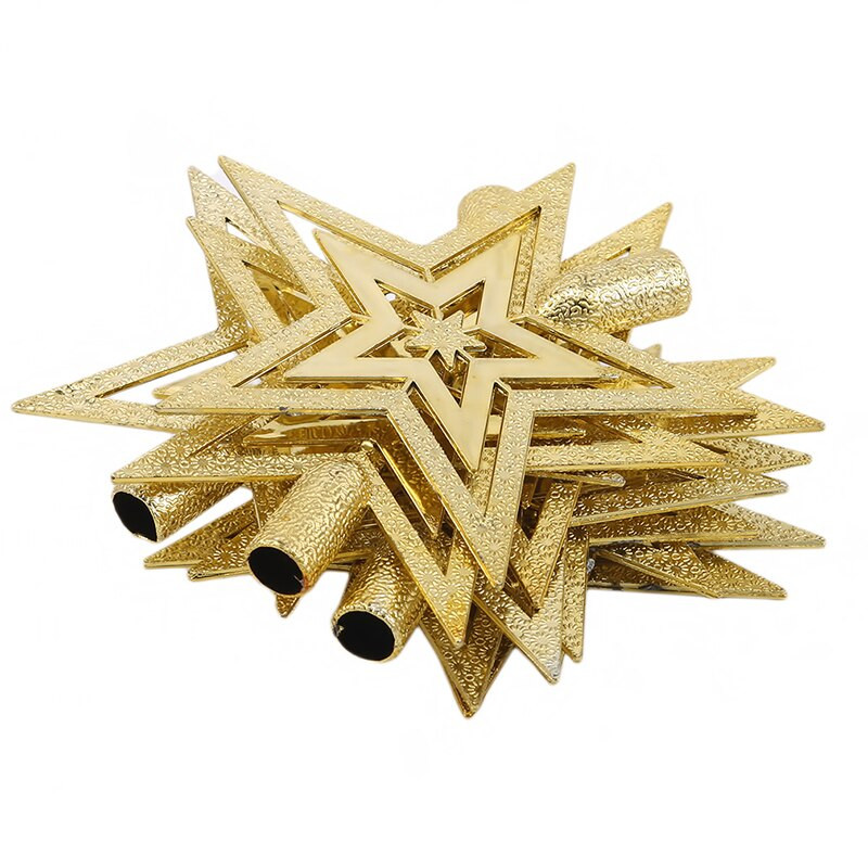 9,5 cm zelta zvaigzne, sudraba Ziemassvētku eglīte, 3D piecpunktu zvaigzne Ziemassvētku mājas galda virsma Ziemassvētku rotājums Priecīgus Ziemassvētkus