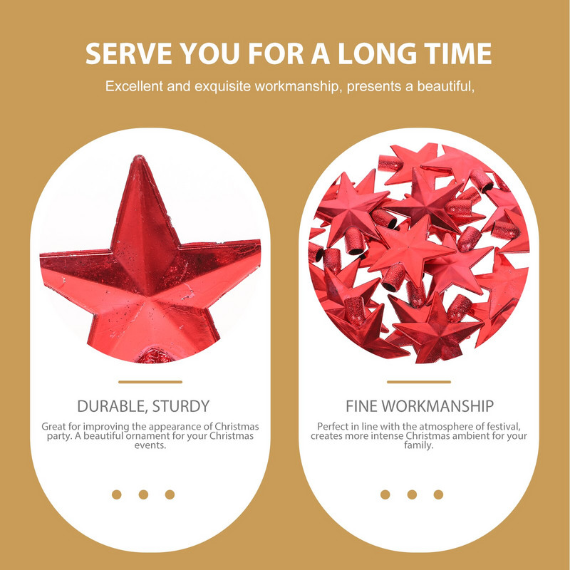 „Tree Topper Star“ Kalėdų atostogų dekoras Namų vintažinis 3D auksinis blizgus mini žvaigždžių papuošalas „Hugger“ stalo papuošalas, mažas