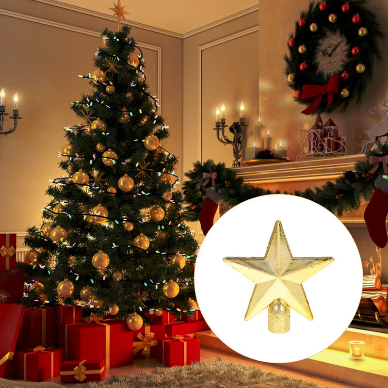 „Tree Topper Star“ Kalėdų atostogų dekoras Namų vintažinis 3D auksinis blizgus mini žvaigždžių papuošalas „Hugger“ stalo papuošalas, mažas