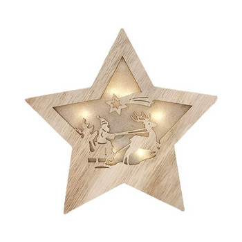 Артистичен лек дървен висящ орнамент във формата на звезда Дядо Коледа Снежен човек Елк Коледна украса Сватбен подарък за приятел Възрастен