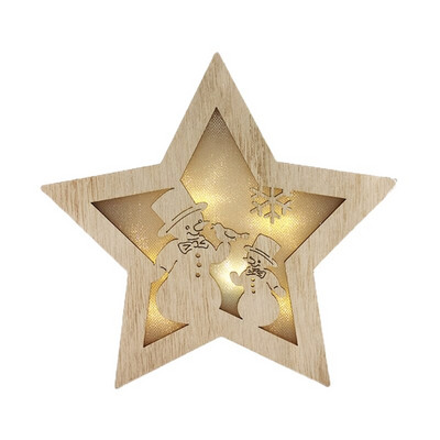 Ornament de agățat din lemn, ușoară, artistică, în formă de stea, Moș Crăciun, omul de zăpadă, elan, decorație de Crăciun, cadou de nuntă pentru prietenul adult
