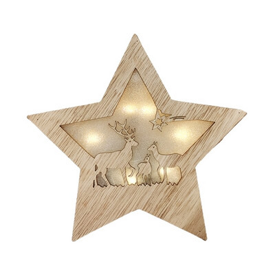 Ornament de agățat din lemn, ușoară, artistică, în formă de stea, Moș Crăciun, omul de zăpadă, elan, decorație de Crăciun, cadou de nuntă pentru prietenul adult