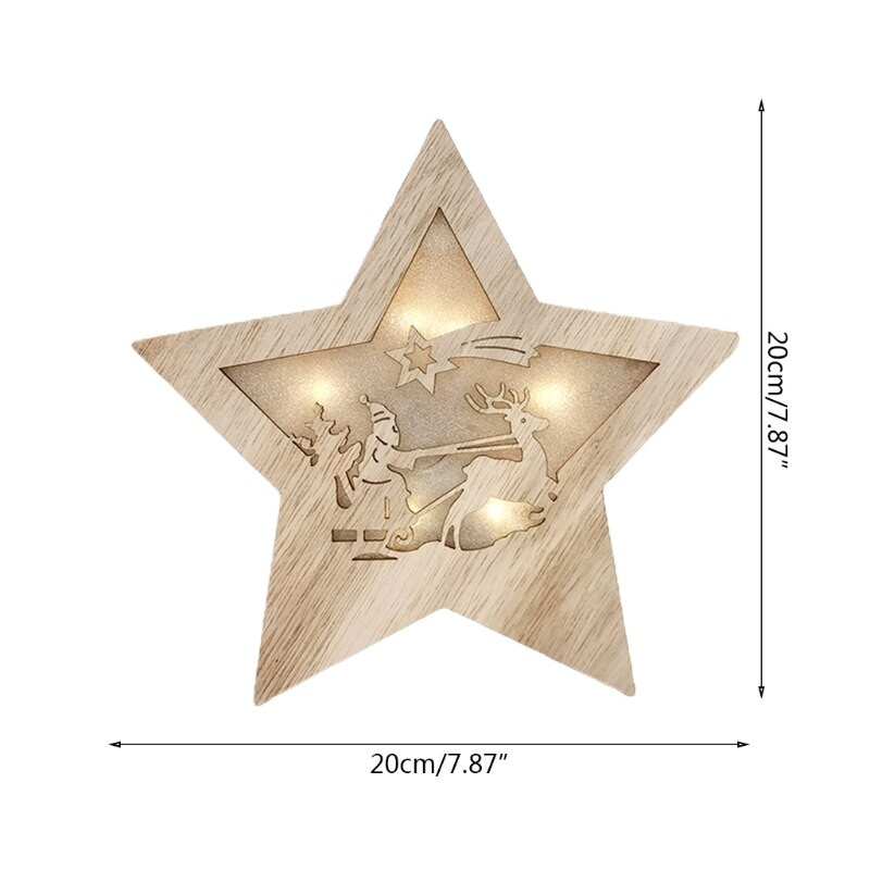 Ornament de agățat din lemn, ușoară, artistică, în formă de stea, Moș Crăciun, omul de zăpadă, elan, decorație de Crăciun, cadou de nuntă pentru prietenul adult