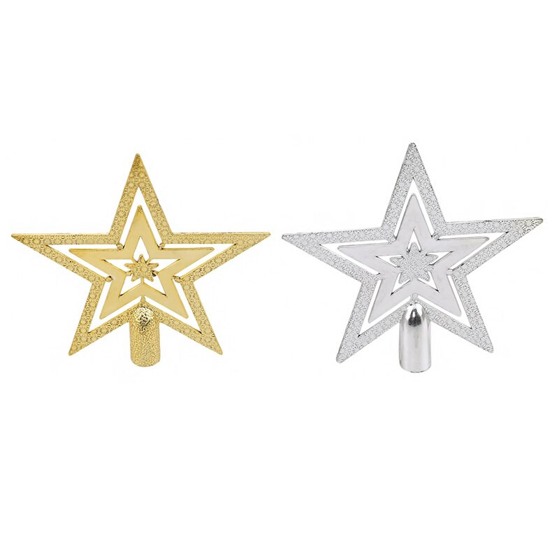 9,5 cm zelta zvaigzne, sudraba Ziemassvētku eglīte, 3D piecpunktu zvaigzne Ziemassvētku mājas galda virsma Ziemassvētku rotājums Priecīgus Ziemassvētkus