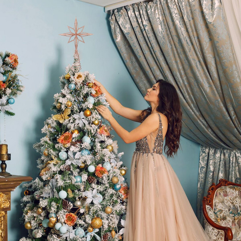 Tree Star Topper Božićni ukras Decorfestival Prop Golden Treedecorations pribor Svjetlucavo zlatno svjetlo