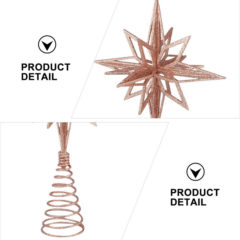 Tree Star Topper Božićni ukras Decorfestival Prop Golden Treedecorations pribor Svjetlucavo zlatno svjetlo