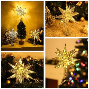 Коледна украса Дърво LED Star Tree Topper Работи с батерии Treetop Decoration Висящ Коледен орнамент Topper Коледна звезда