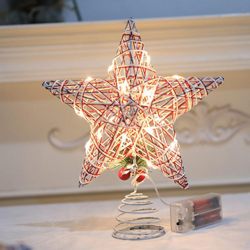 Hea akutoitega ilus LED-jõulupidu Treetop Pentagram LED Tree Top Star LED Xmas Tree Pentagram