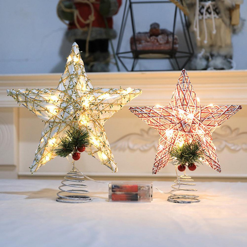 Hea akutoitega ilus LED-jõulupidu Treetop Pentagram LED Tree Top Star LED Xmas Tree Pentagram